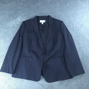 Boss Blazer Jacket Womens Large Blue Pinstripe One Button Lined‎ Suit Workwear